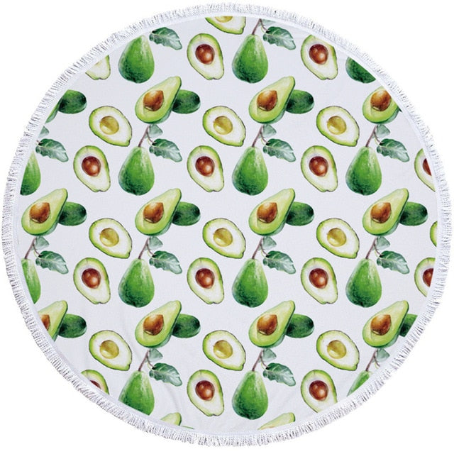 Avocado Round Beach Towel