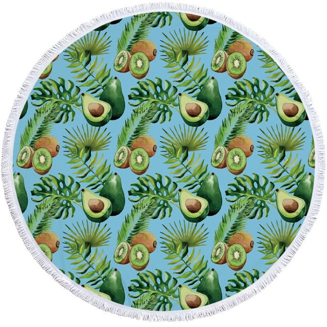 Avocado Round Beach Towel